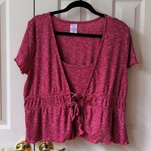 No Boundaries Pink Tie-Front Top